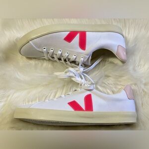 Veja Womens Esplar SE Canvas Shoes White Rose Fluo Petale